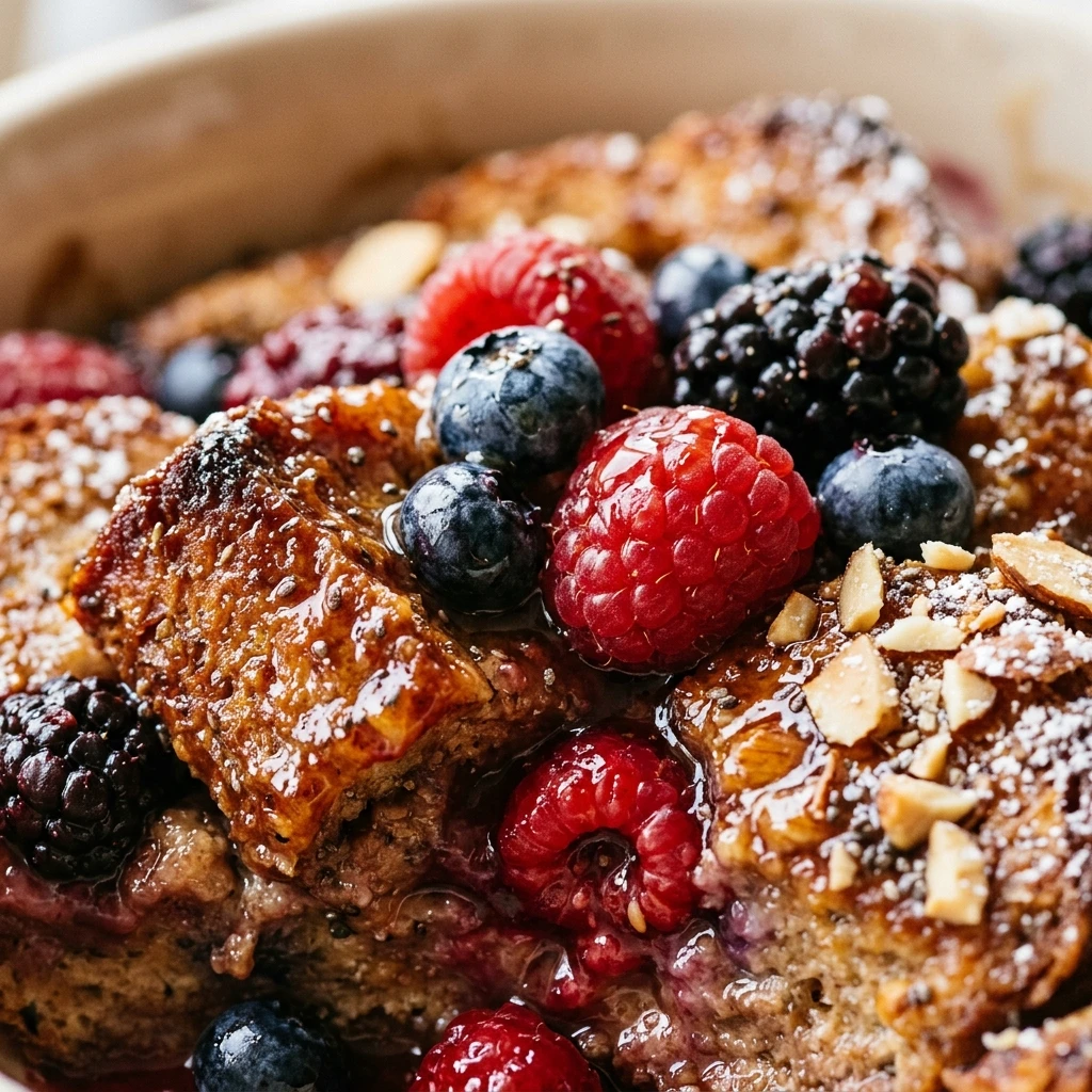 Mixed Berry Protein French Toast Bake