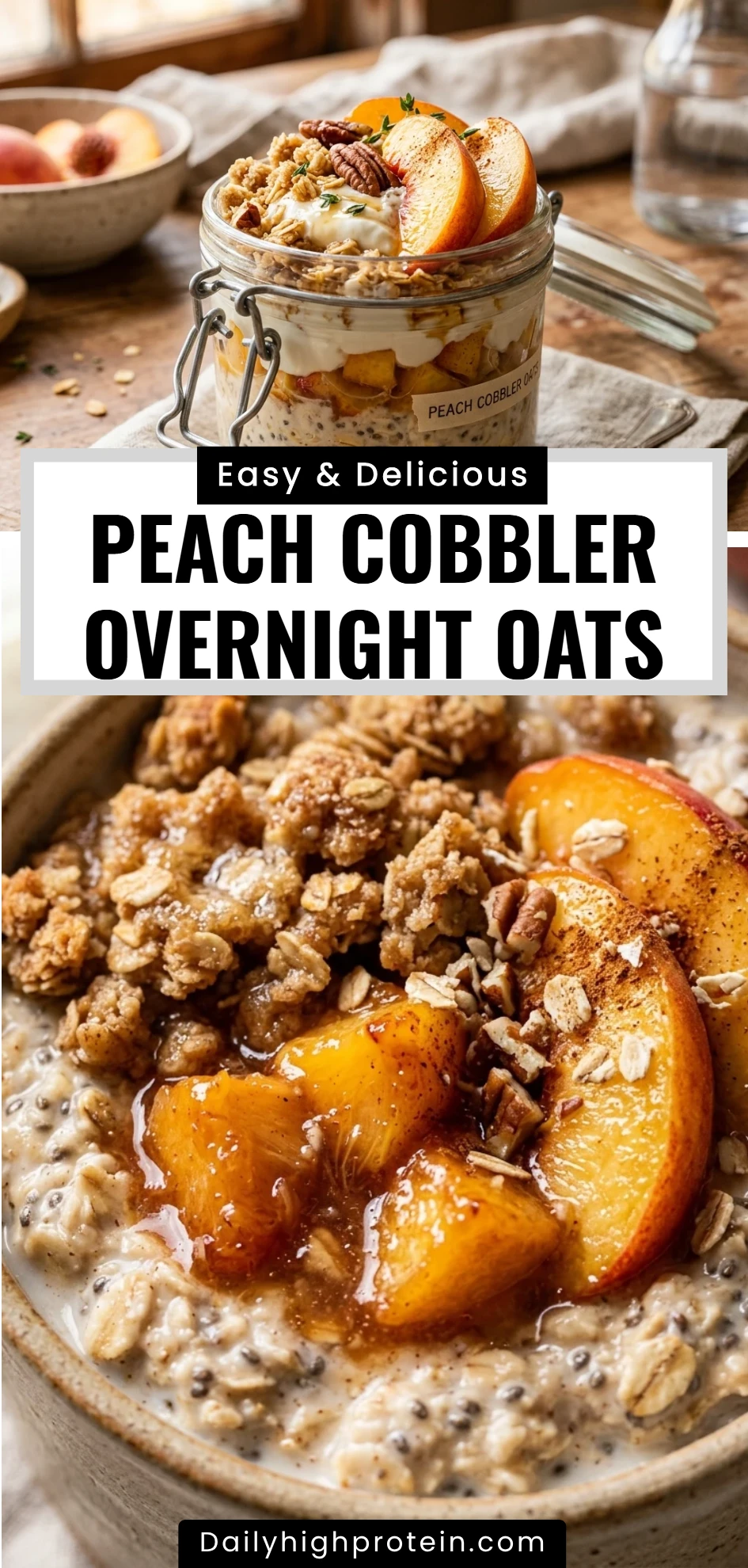 Peach Cobbler Overnight Oats