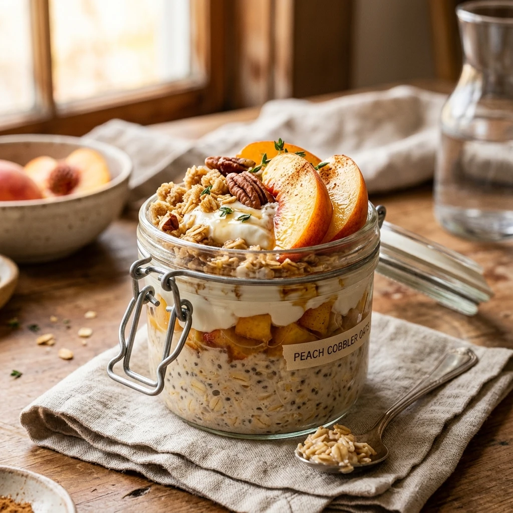 Peach Cobbler Overnight Oats