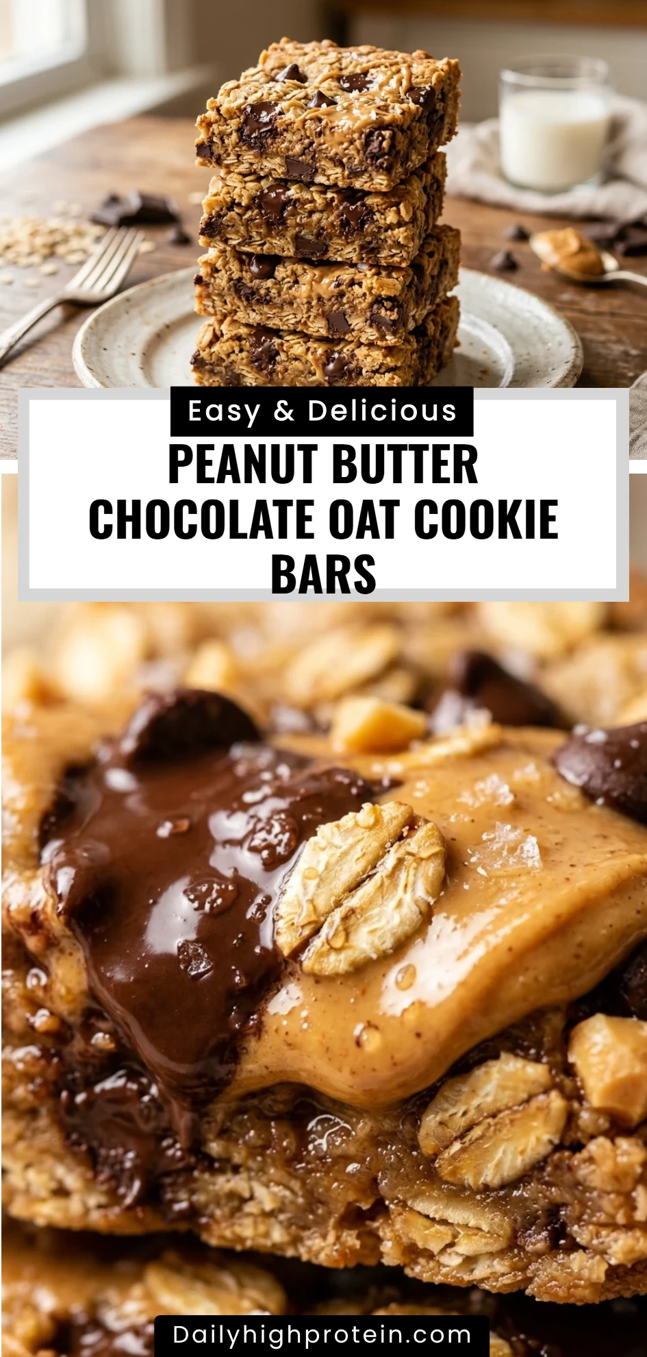 Peanut Butter Chocolate Oat Cookie Bars