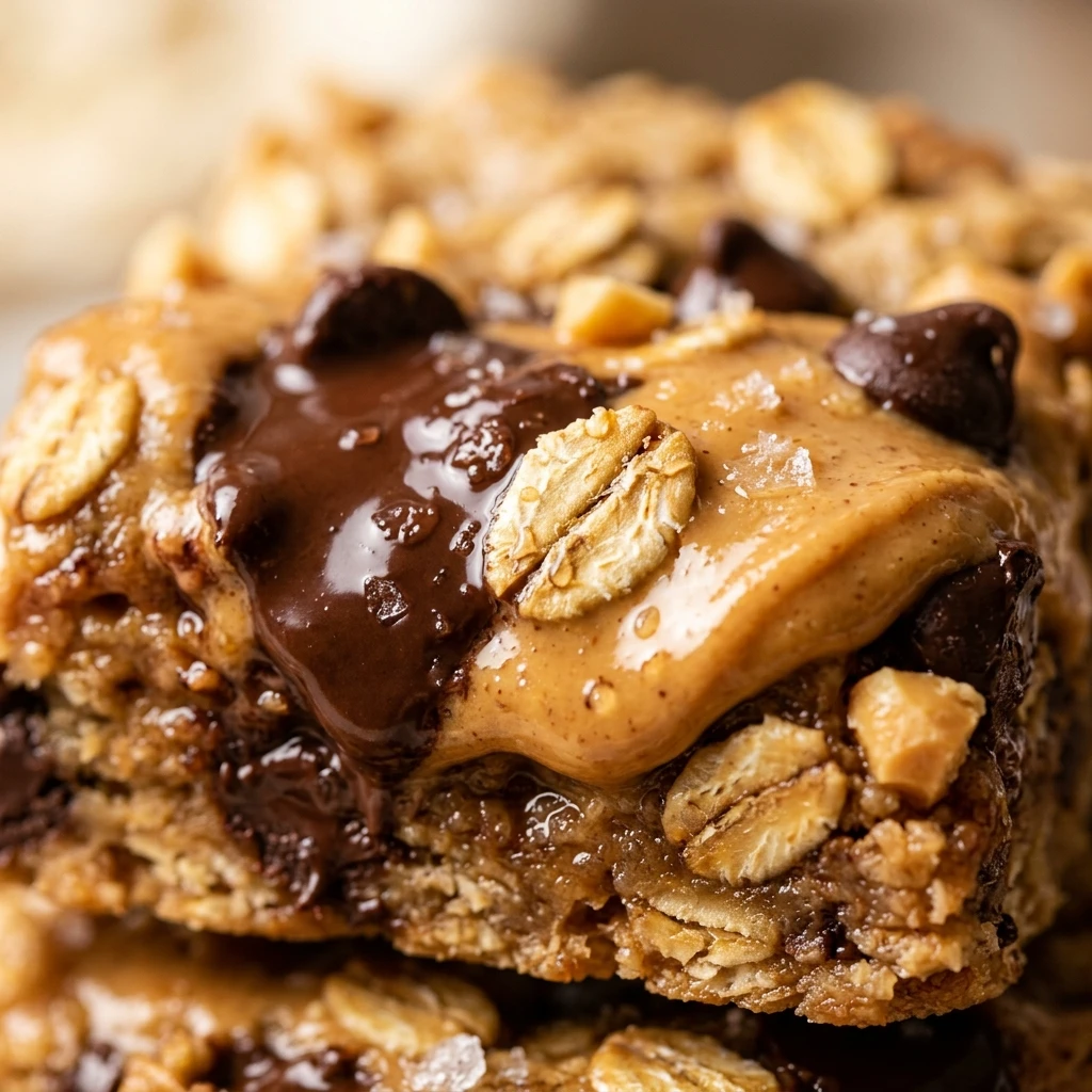 Peanut Butter Chocolate Oat Cookie Bars