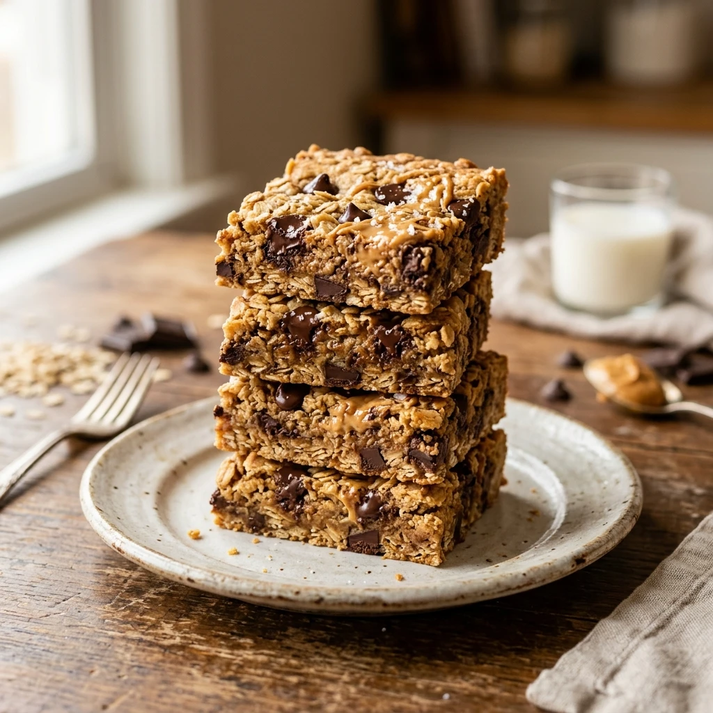 Peanut Butter Chocolate Oat Cookie Bars