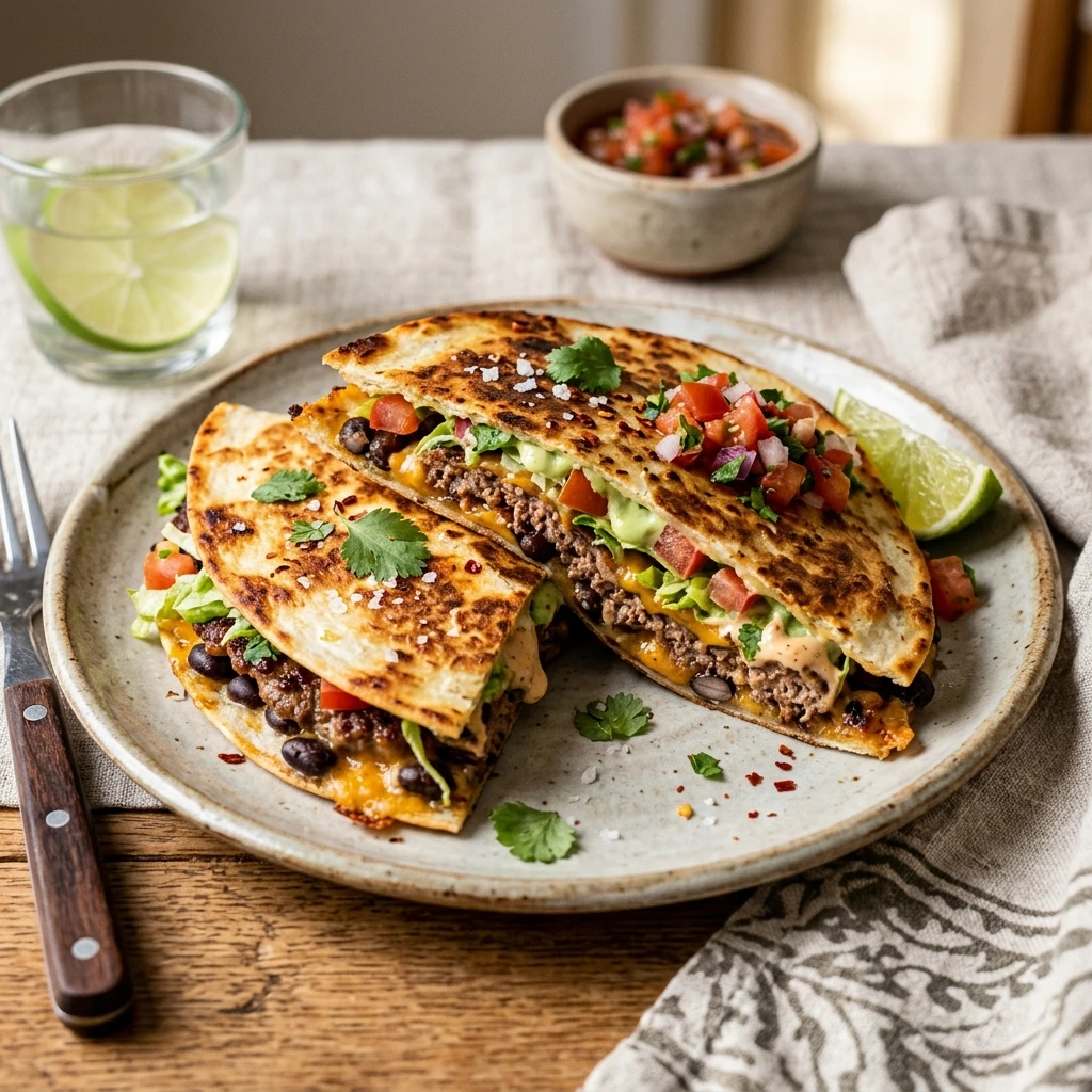 Smash Taco Burger Quesadilla