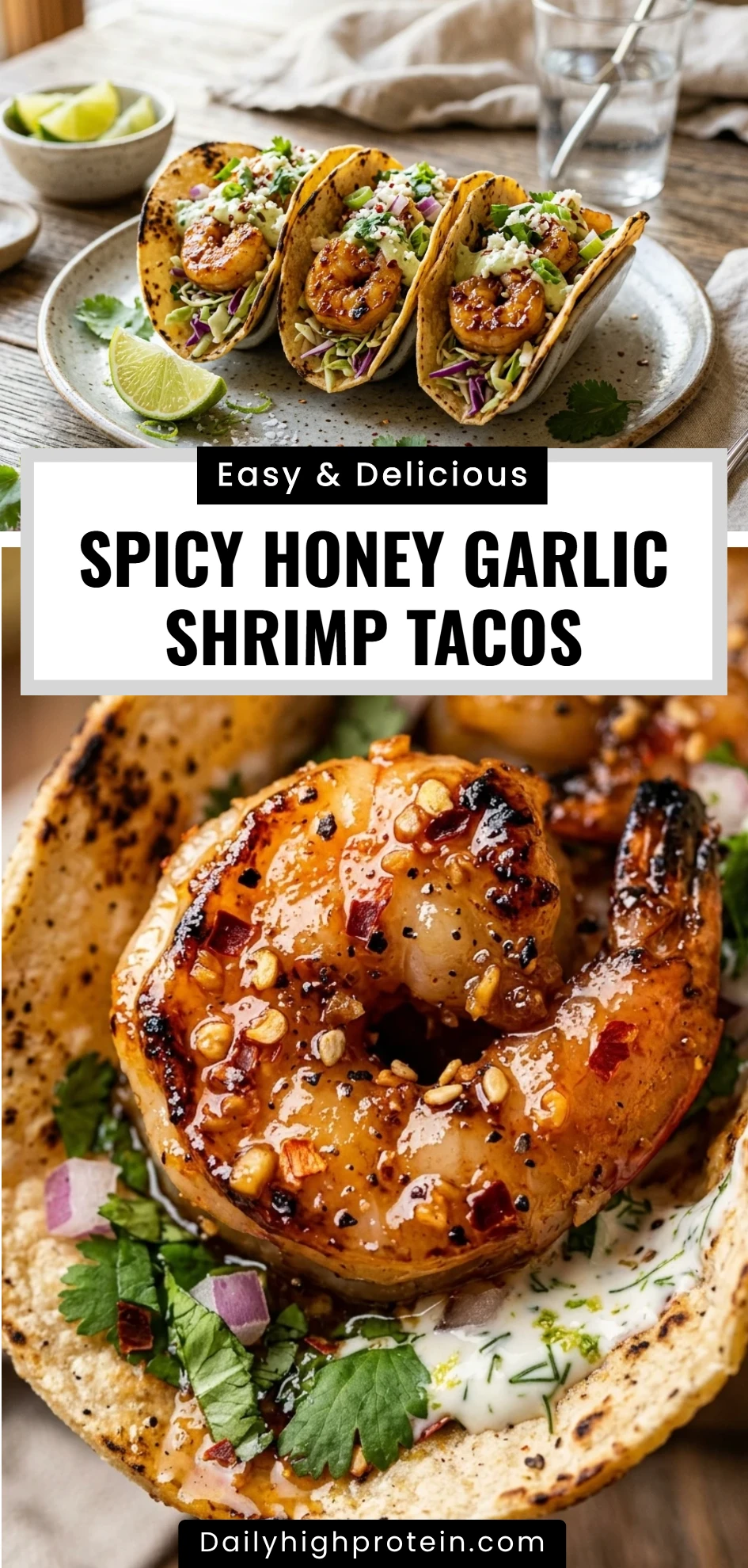 Spicy Honey Garlic Shrimp Tacos
