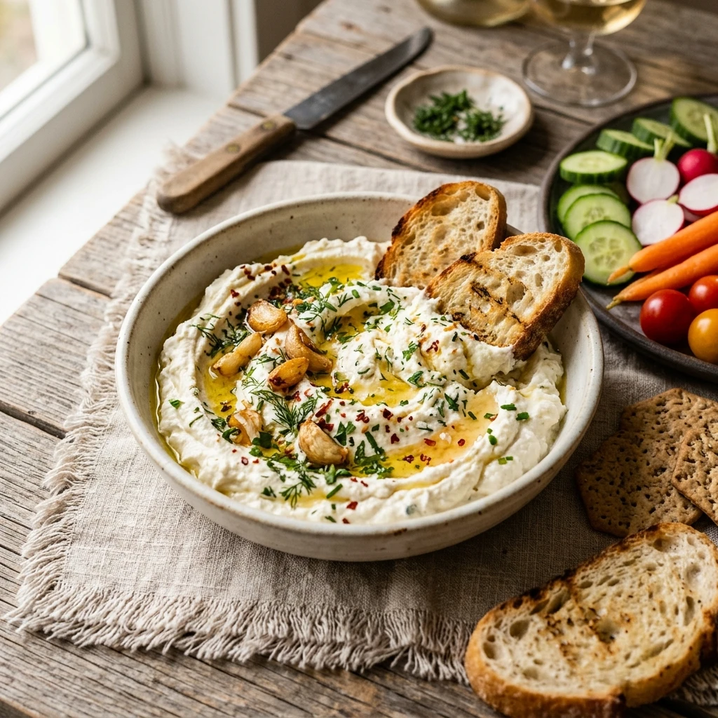 Whipped Feta Roasted Garlic Dip