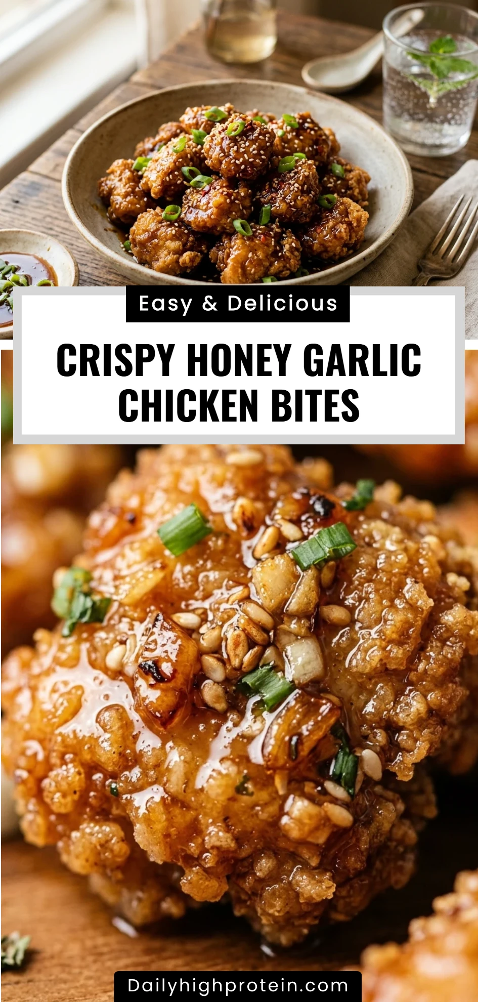 Crispy Honey Garlic Chicken Bites