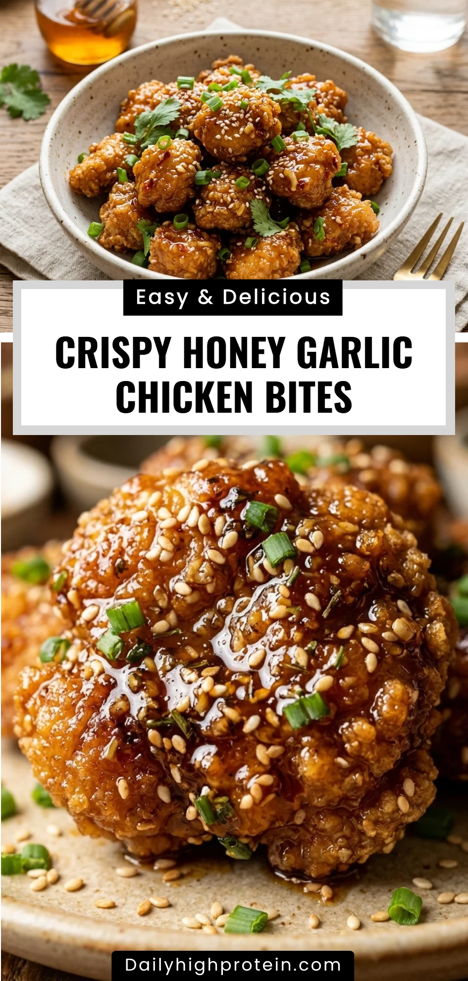 Crispy Honey Garlic Chicken Bites