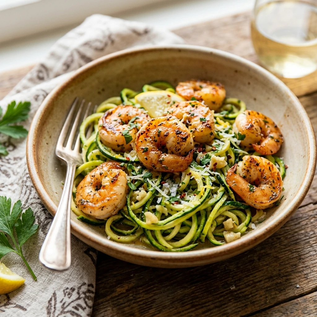 Garlic Butter Shrimp Zucchini Noodles