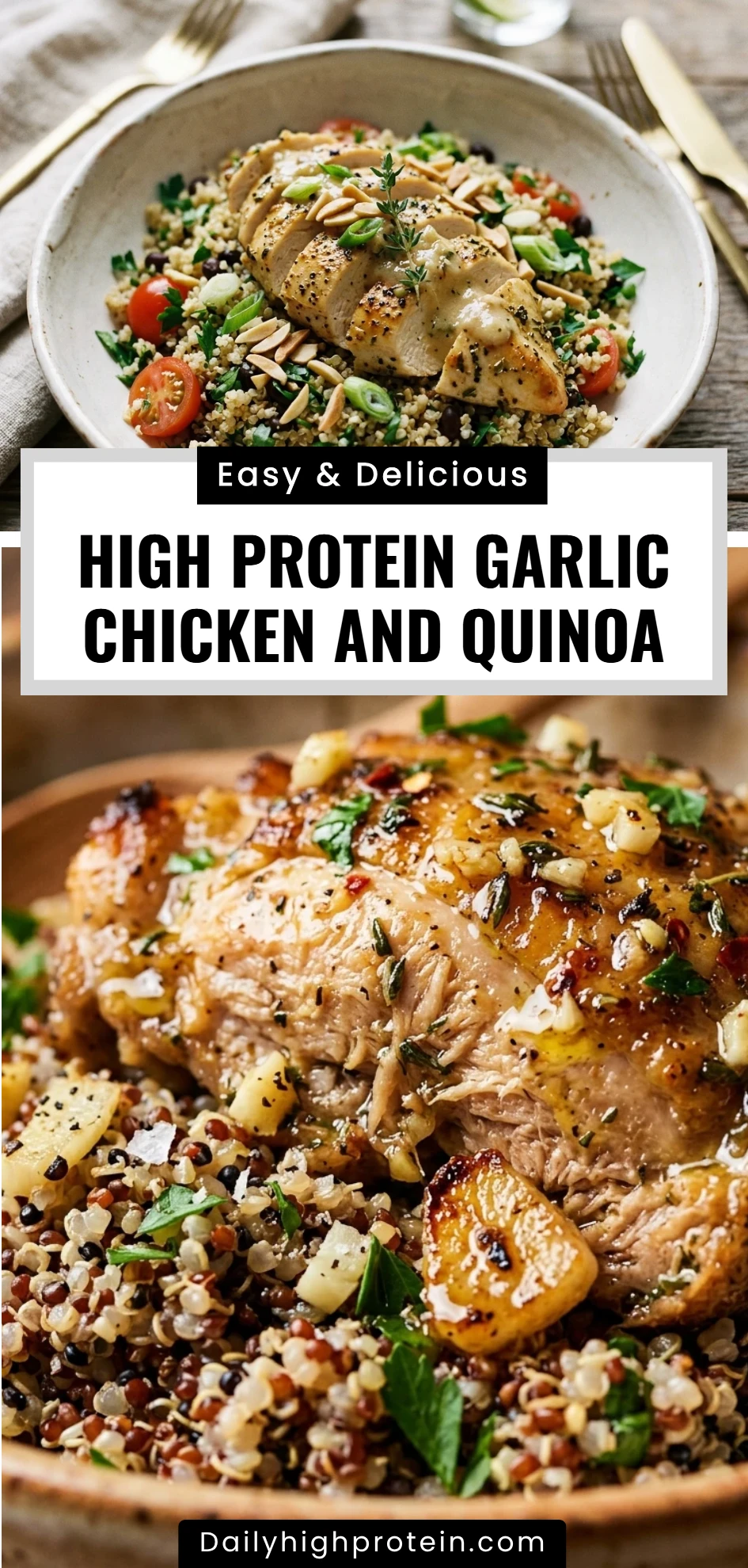 High Protein Garlic Chicken And Quinoa
