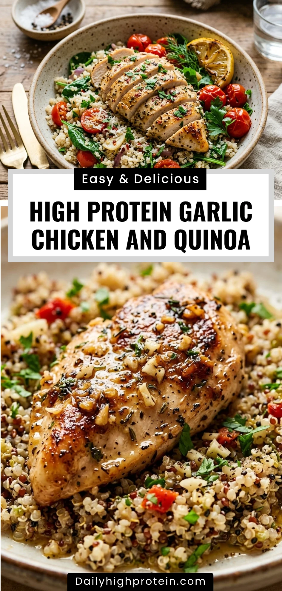 High Protein Garlic Chicken And Quinoa