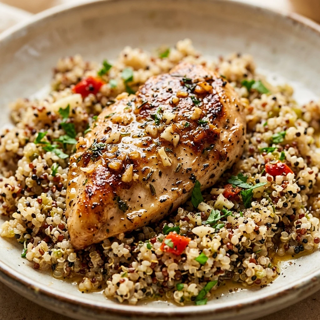 High Protein Garlic Chicken And Quinoa