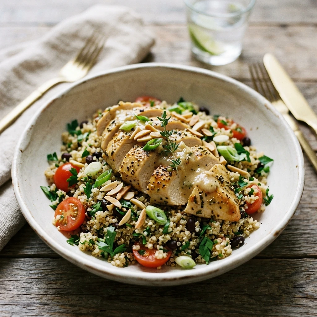 High Protein Garlic Chicken And Quinoa