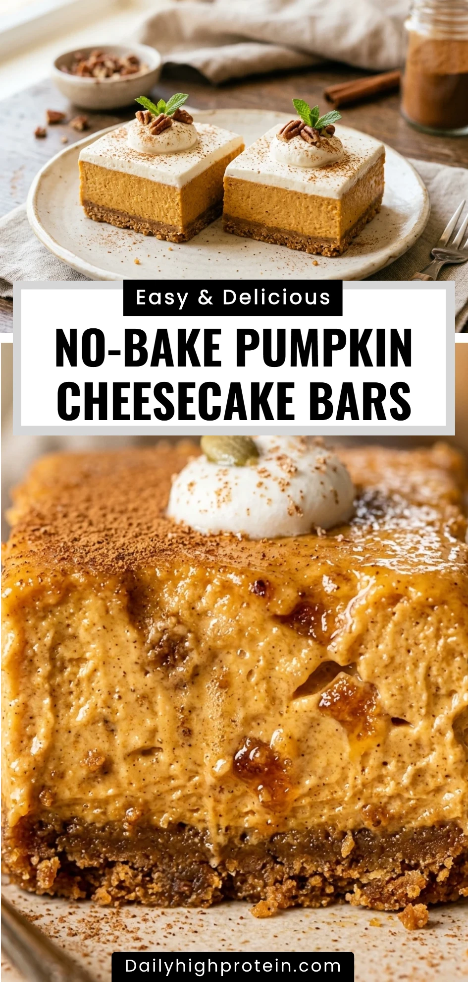 No-Bake Pumpkin Cheesecake Bars