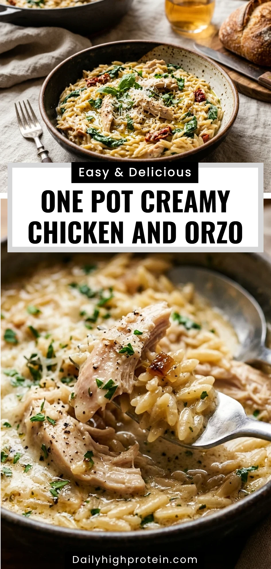 One Pot Creamy Chicken And Orzo