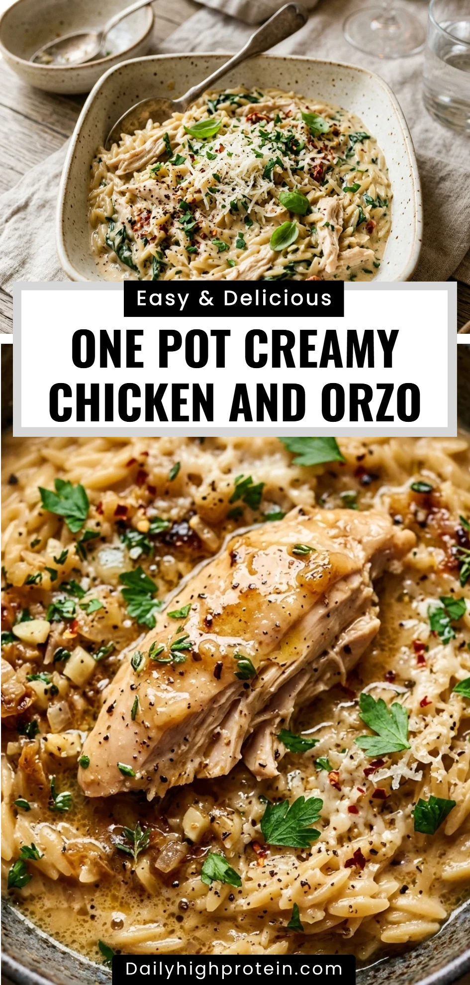 One Pot Creamy Chicken And Orzo