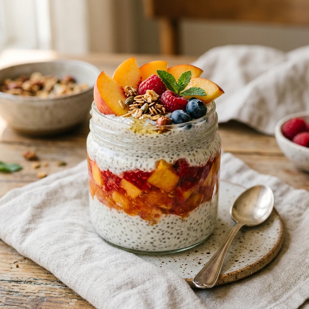 Peach Chia Pudding Parfait