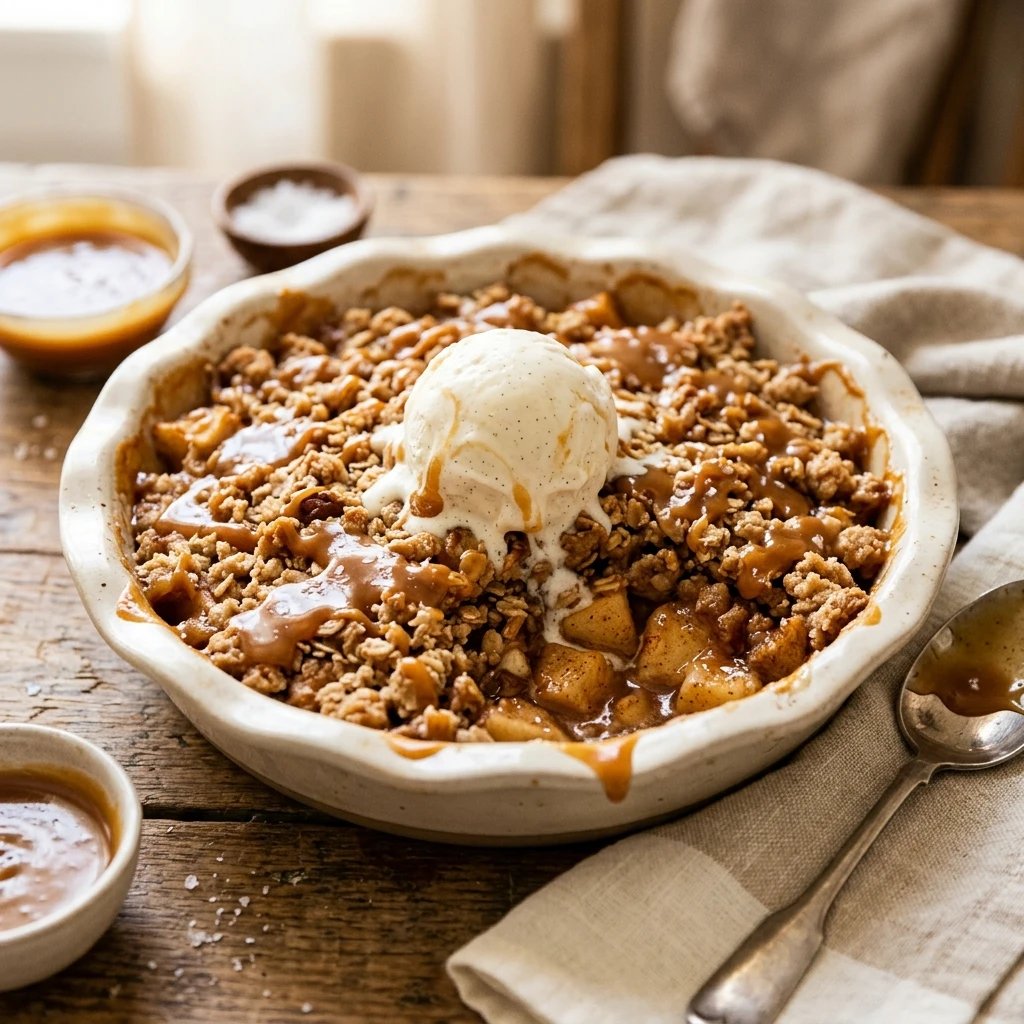 Salted Caramel Apple Crisp