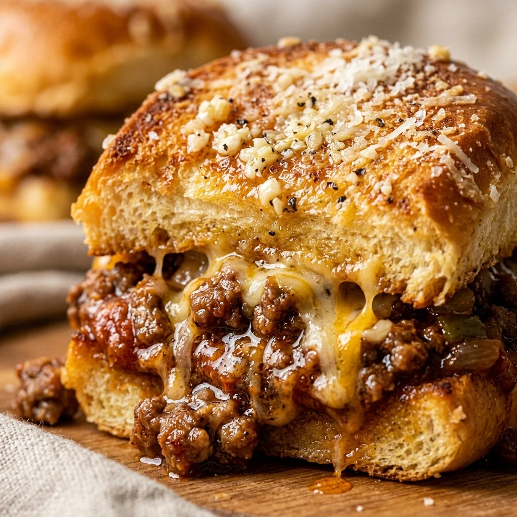 Garlic Parmesan Toasted Sloppy Joe Sliders Recipe