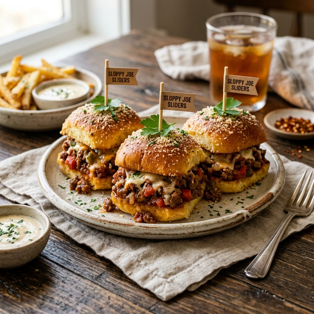 Garlic Parmesan Toasted Sloppy Joe Sliders Recipe
