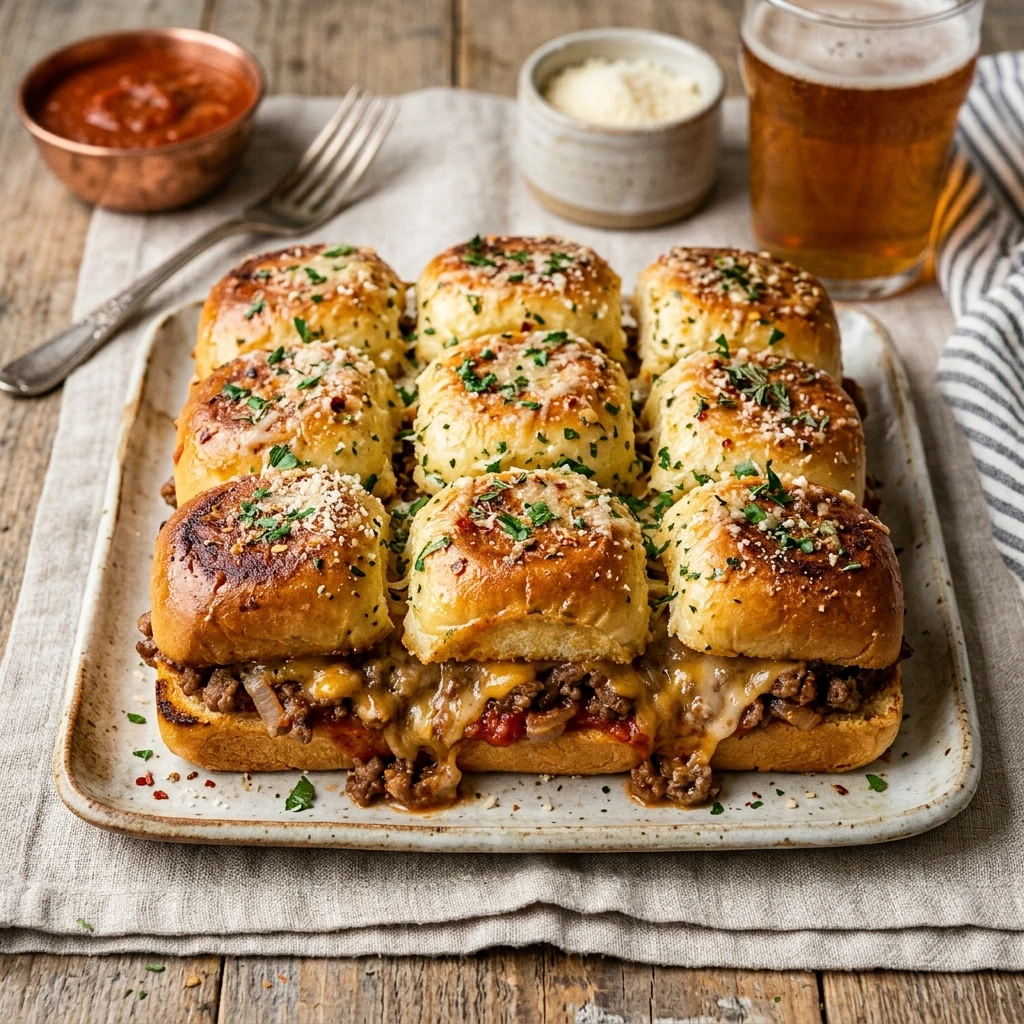 Garlic Parmesan Toasted Sloppy Joe Sliders Recipe