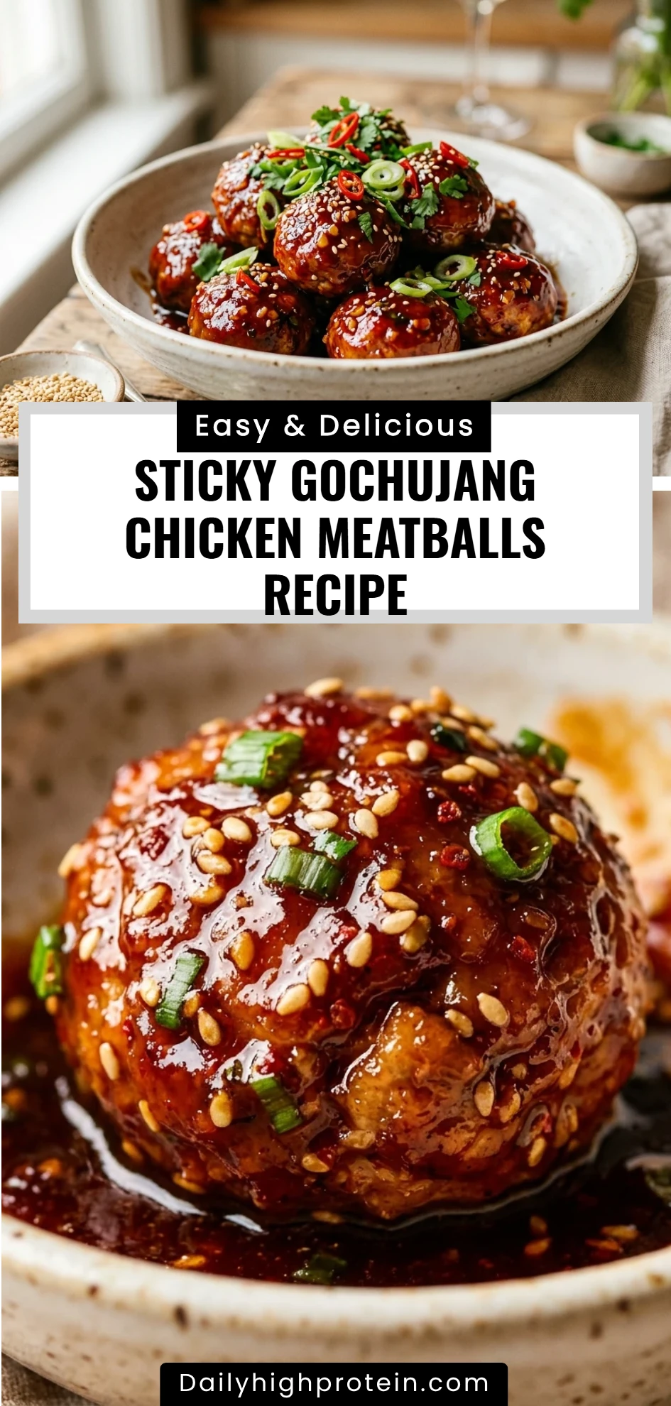 Sticky Gochujang Chicken Meatballs Recipe