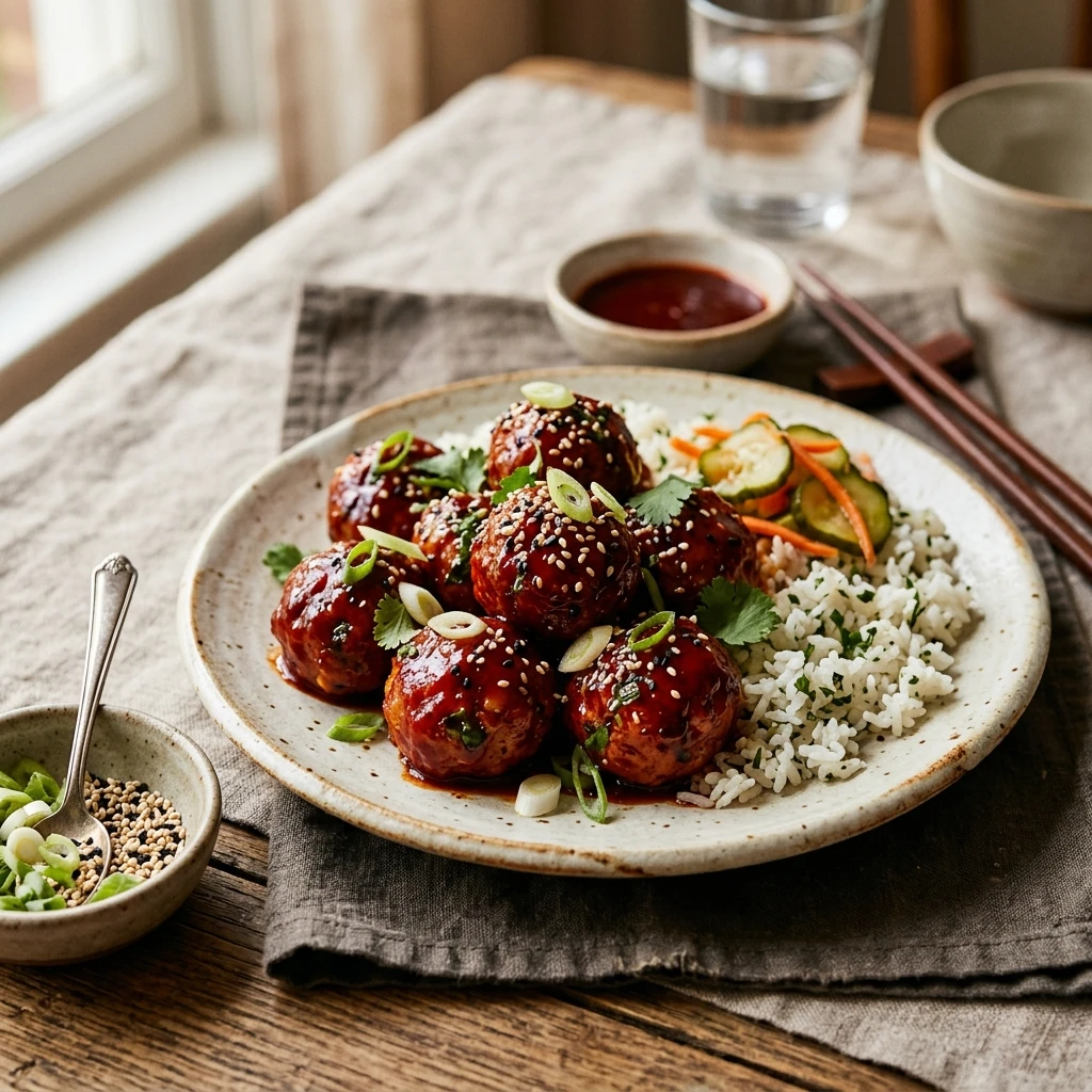 Sticky Gochujang Chicken Meatballs Recipe